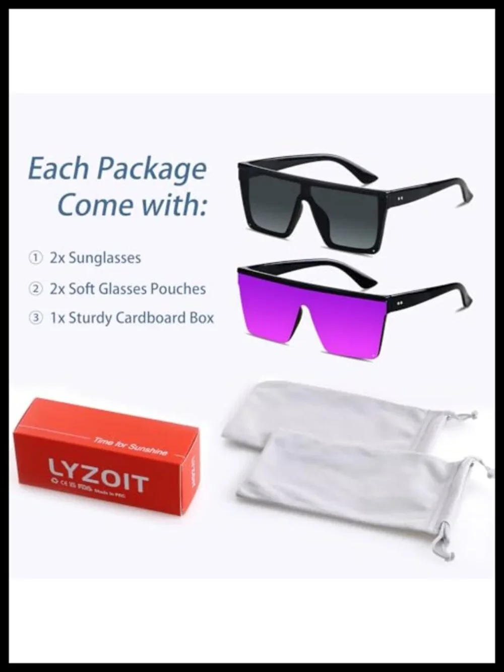 Oversized Square Sunglasses for Women Men Flat Top UV400